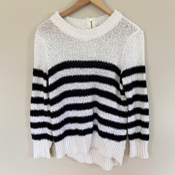 H&M Striped Knit Sweater Navy Blue White M - Picture 1 of 7